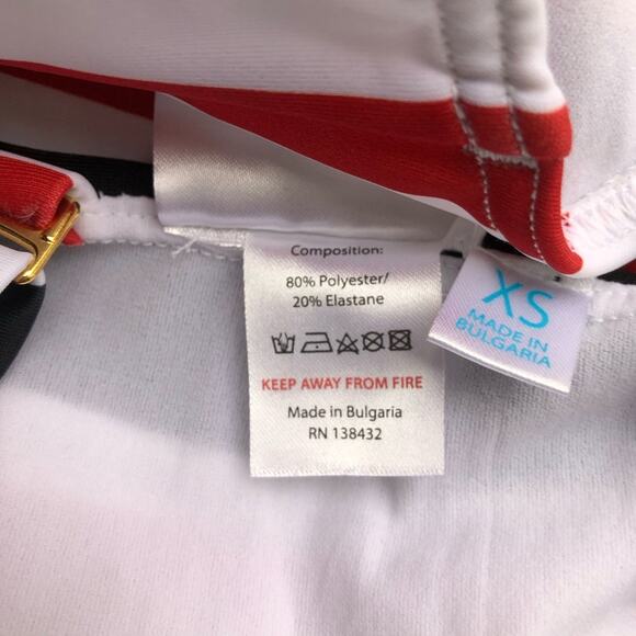 ModCloth NWT Dharla Sporty Red White Black Stripe Sexy Zip One-Piece Swimsuit XS - Picture 11 of 14